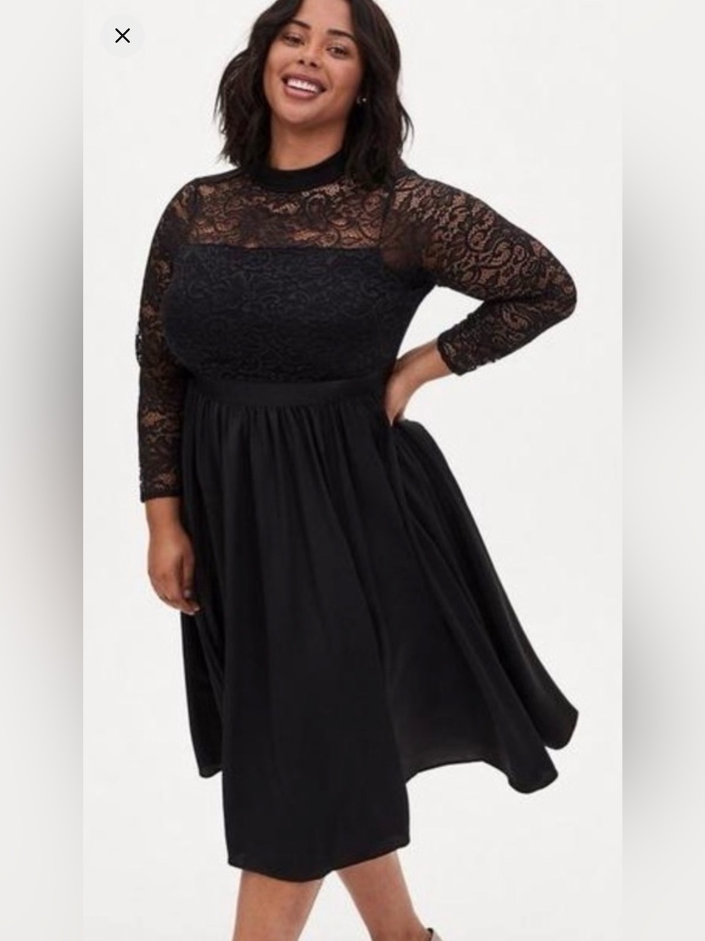 Torrid Black Lace & Satin Long Sleeve Maxi Dress